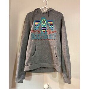 Bootdaddy Hoodie Unisex Size Medium Western Cowboy Gray Sweatshirt